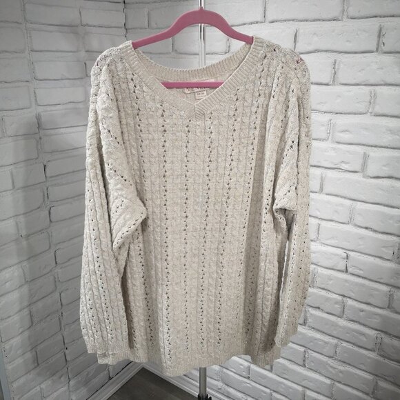 Venezia Ladies Beige Straight Fit Size 22/24 V-neck Tunic / Sweater - Picture 1 of 10